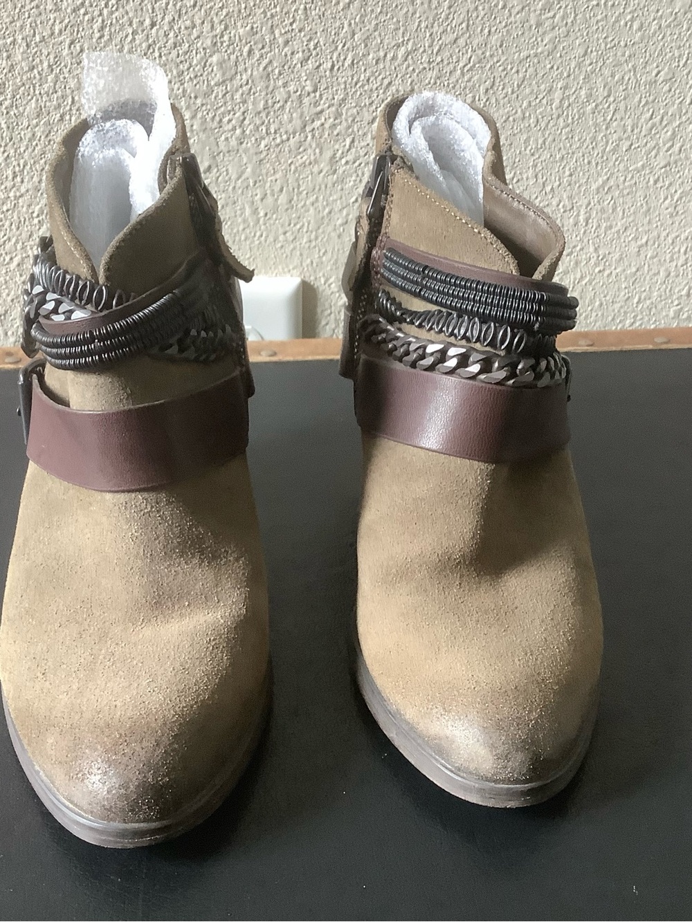 Trouvé Genuine Leather Harness Ankle Boots